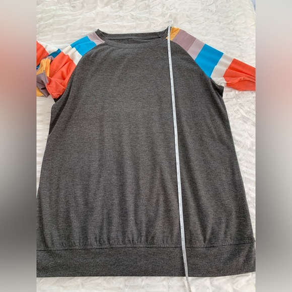 Multicolor Striped Sleeve Tee - Picture 13 of 16
